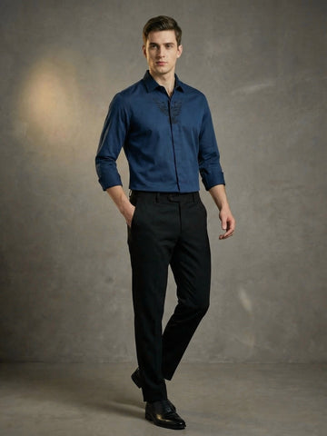 SatinPro-Max: Cotton Satin 2-Way Stretch Geometric Printed Party Shirt