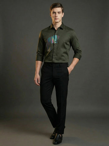 SatinPro-Max: Cotton Satin 2-Way Stretch Animal Foil Printed Party Shirt