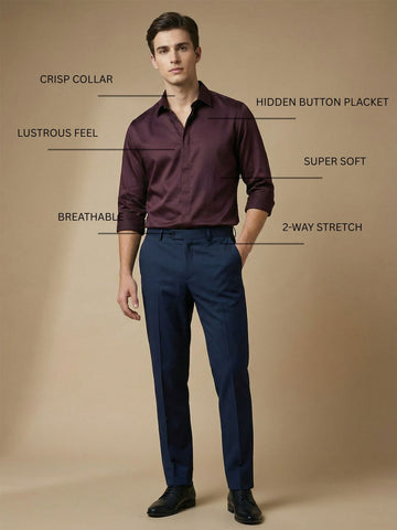 SatinPro-Max: Cotton Satin 2-Way Stretch Solid Party Shirt