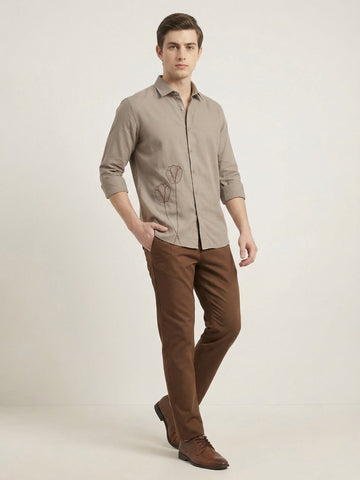 Penta-ProWeave: Rare Linen Blend 2-Way Stretch Floral Embroidered Smart Casual Shirt