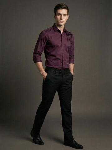 SatinPro-Max: Cotton Satin 2-Way Stretch Printed Formal Shirt