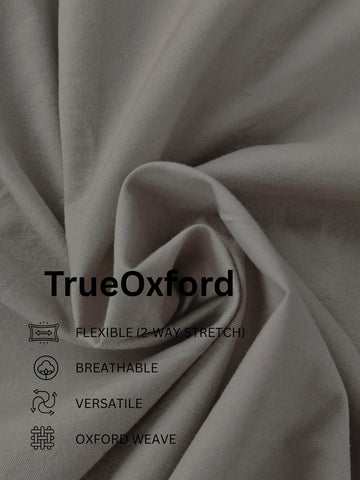 TrueOxford: Oxford Cotton 2-Way Stretch Solid Smart Casual Shirt