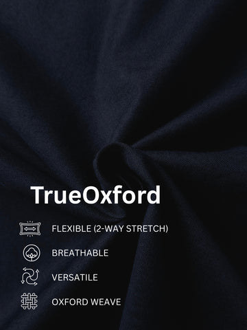 TrueOxford: Oxford Cotton 2-Way Stretch Solid Smart Casual Shirt