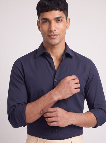 Solid Airy Non-Iron Navy Shirt