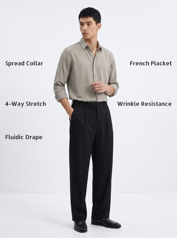 Men's  Wrinkle Free 4-Way Stretch Solid Formal Shirt