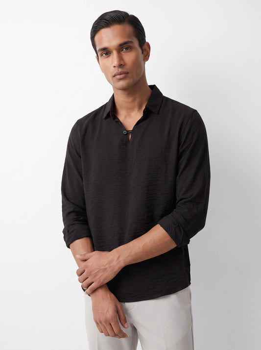 Men's Black Breathable Non-Iron Smart Casual Shirt