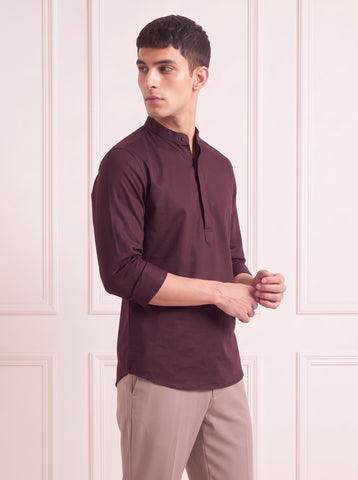 Men's Satin 2-Way Stretch Solid Ethnic Kurta