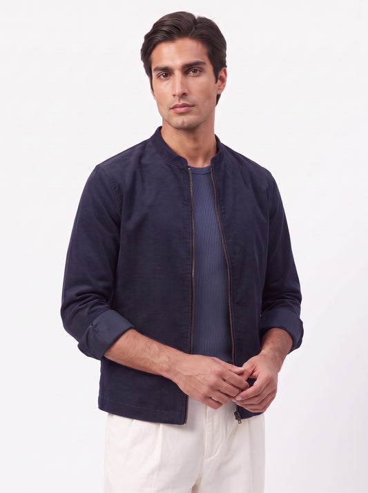 Men's Navy 2-Way Stretch Casual Shacket