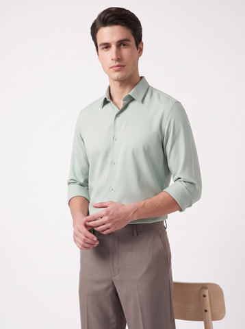 Men's  Wrinkle Free 4-Way Stretch Solid Formal Shirt