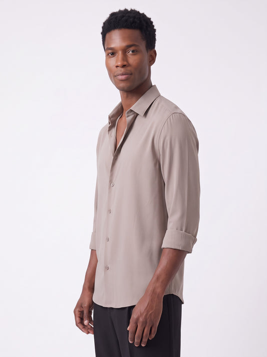 Men's  Wrinkle Free 4-Way Stretch Solid Formal Shirt