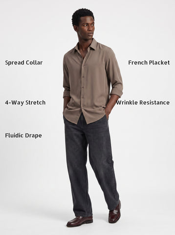 Men's Wrinkle Free 4-Way Stretch Solid Formal Shirt