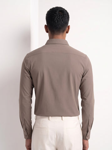 Solid Airy Non-Iron Mud Brown Shirt