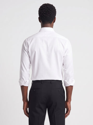 Solid Satin Stretch White Shirt