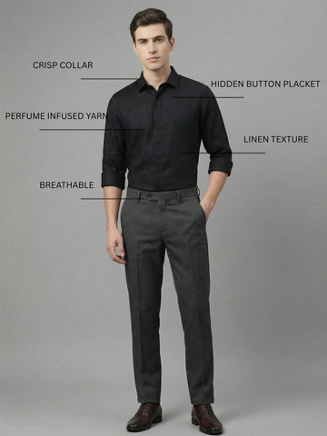 FreshAura: Perfume Finish Cotton Linen Solid Formal Shirt