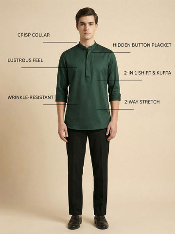 SatinPro-Lite: Satin 2-Way Stretch Solid Ethnic Kurta