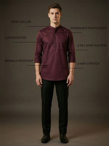 SatinPro-Lite: Satin 2-Way Stretch Solid Ethnic Kurta