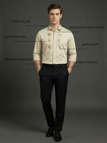 SatinPro-Lite: Satin 2-Way Stretch Foil Printed Party Shirt