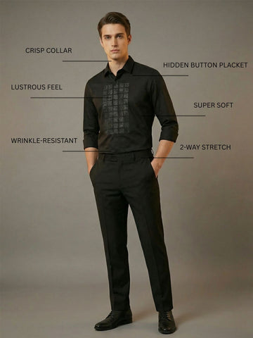 SatinPro-Lite: Satin 2-Way Stretch Foil Printed Party Shirt