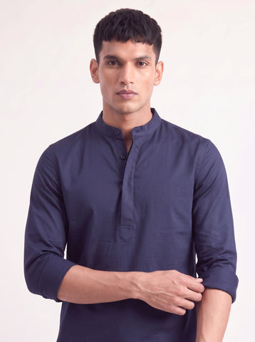Men's Satin 2-Way Stretch Solid Ethnic Kurta