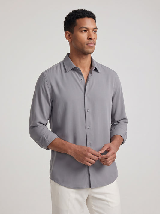 Men's Wrinkle Free 4-Way Stretch Solid Formal Shirt