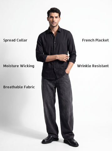 Solid Airy Non-Iron Black Shirt