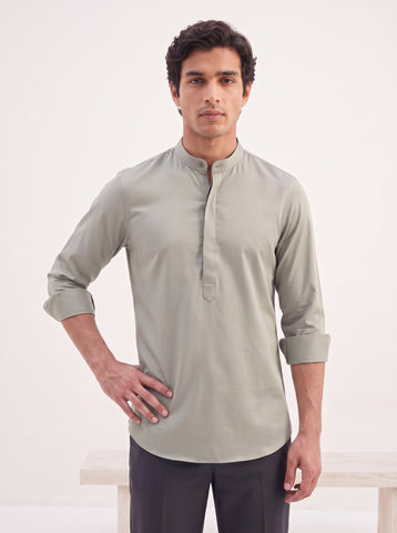 Men's Satin 2-Way Stretch Solid Ethnic Kurta