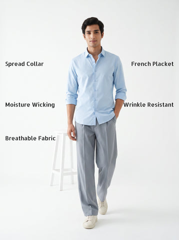 Solid Airy Non-Iron Sky Shirt