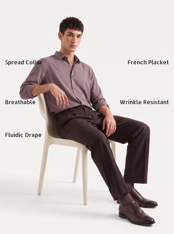 Solid Airy Non-Iron Mud Grey Shirt