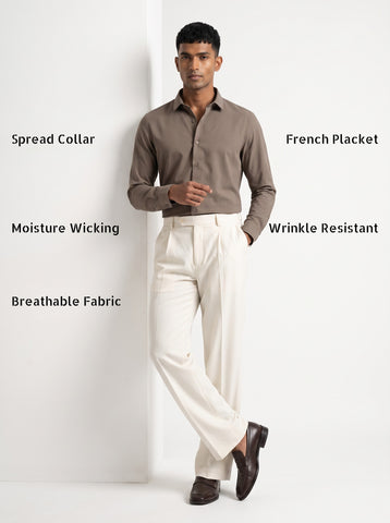 Solid Airy Non-Iron Mud Brown Shirt