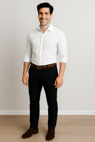 White Solid Cotton Twill Smart Casual Shirt