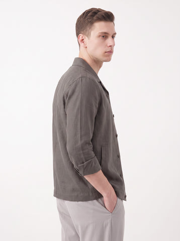 Solid Airy Linen Khaki Shacket