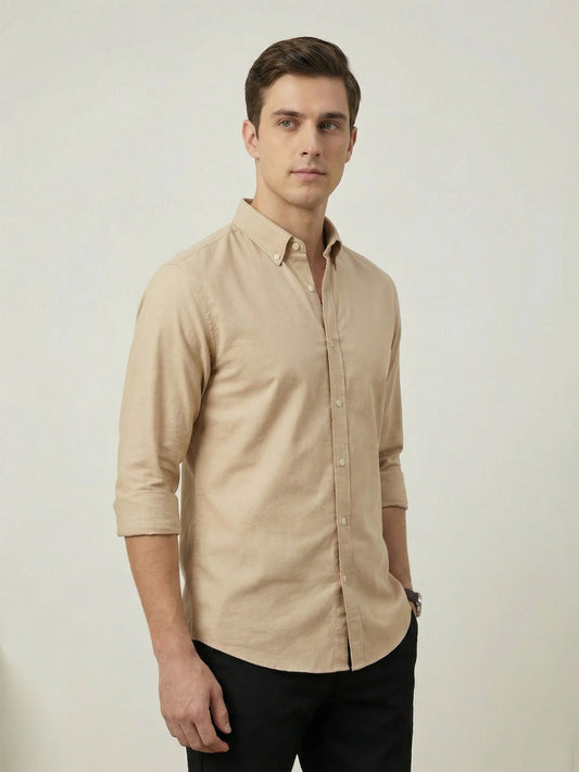 TrueOxford: Oxford Cotton 2-Way Stretch Solid Smart Casual Shirt