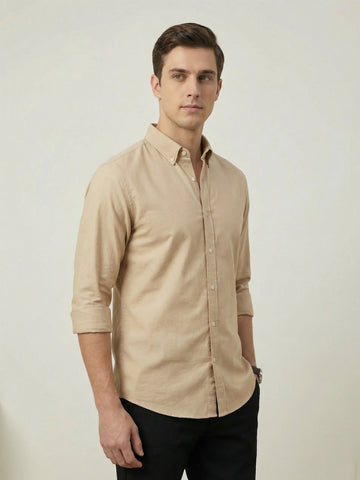 TrueOxford: Oxford Cotton 2-Way Stretch Solid Smart Casual Shirt