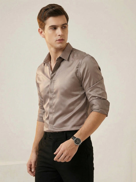 SoftLustre: Satin Finish Soft Solid Party Shirt