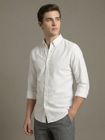 TrueOxford: Oxford Cotton 2-Way Stretch Solid Smart Casual Shirt