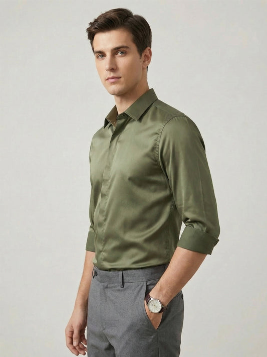 SoftLustre: Satin Finish Soft Solid Party Shirt