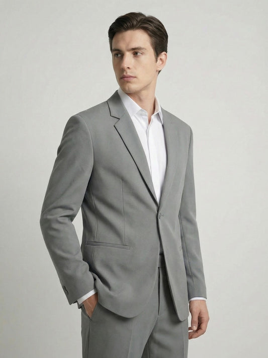 K-Blaze: Satin Finish 4-Way Stretch Solid Formal Blazer
