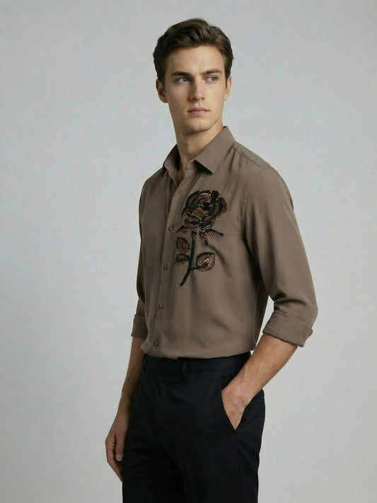 AirX: Wrinkle Free 4-Way Stretch Floral Printed Smart Casual Shirt