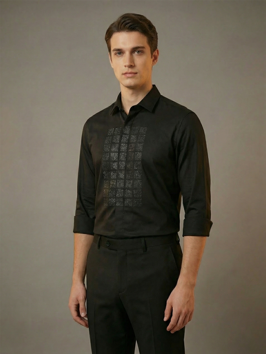 SatinPro-Lite: Satin 2-Way Stretch Foil Printed Party Shirt