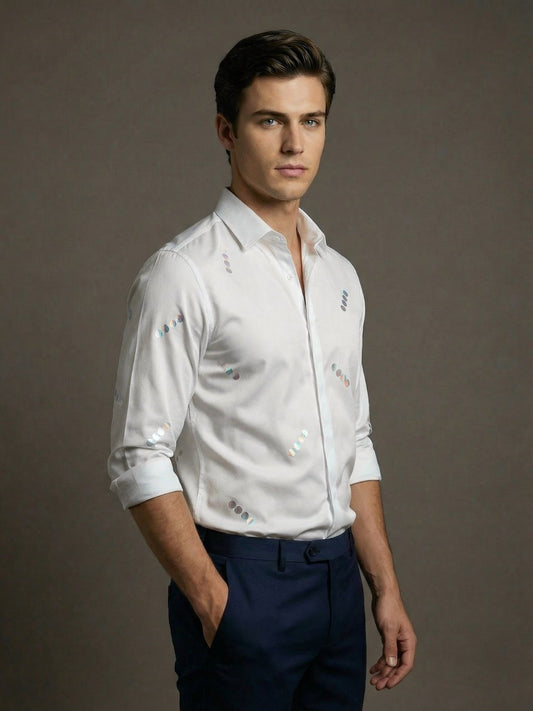 SatinPro-Lite: Satin 2-Way Stretch Foil Printed Party Shirt