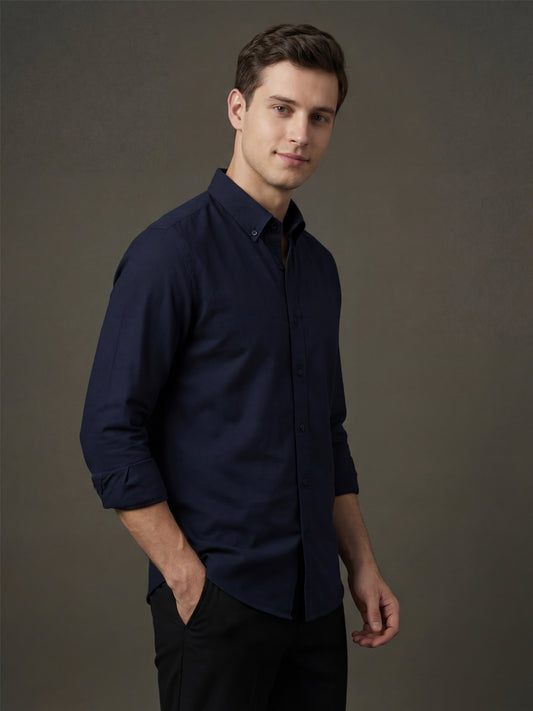 TrueOxford: Oxford Cotton 2-Way Stretch Solid Smart Casual Shirt