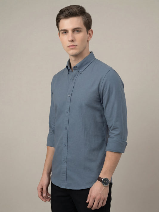 TrueOxford: Oxford Cotton 2-Way Stretch Solid Smart Casual Shirt
