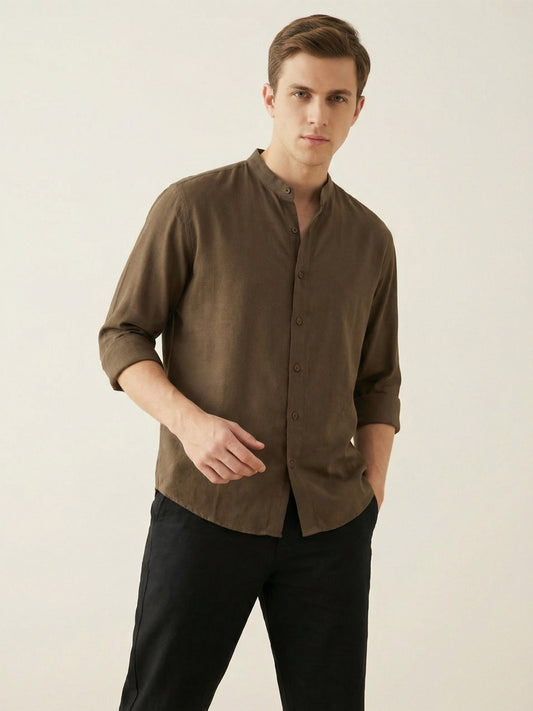 FluidLinen: Fluid Linen Breathable Solid Casual Shirt