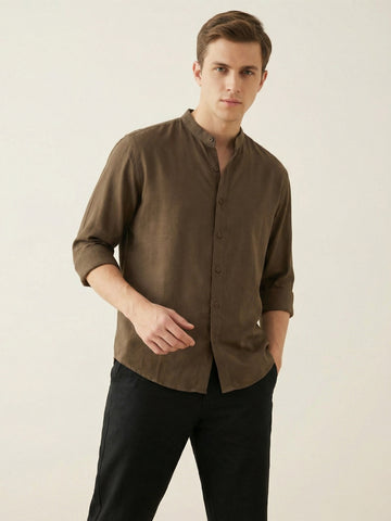 FluidLinen: Fluid Linen Breathable Solid Casual Shirt