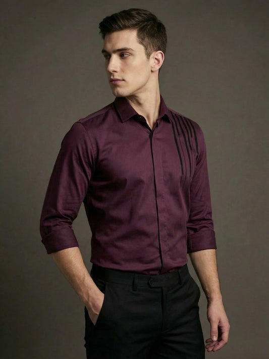 SatinPro-Max: Cotton Satin 2-Way Stretch Printed Formal Shirt