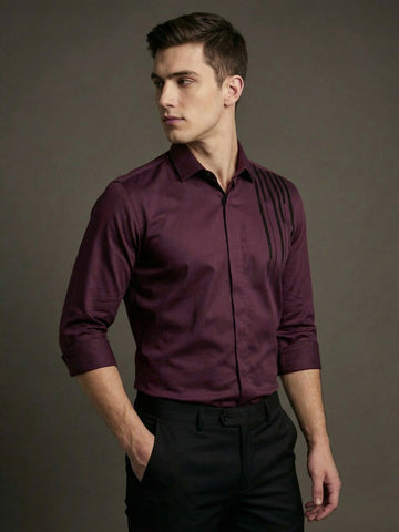 SatinPro-Max: Cotton Satin 2-Way Stretch Printed Formal Shirt