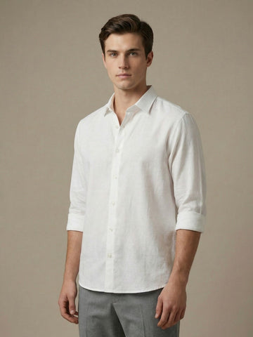 Penta-ProWeave: Rare Linen Blend 2-Way Stretch Solid Smart Casual Shirt