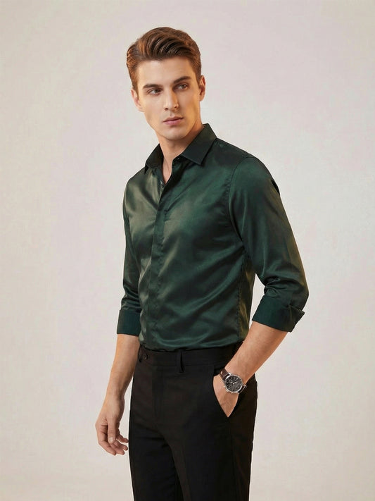 SoftLustre: Satin Finish Soft Solid Party Shirt