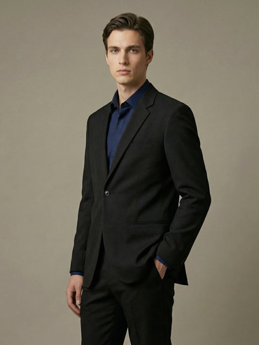 K-Blaze: Satin Finish 4-Way Stretch Solid Formal Blazer