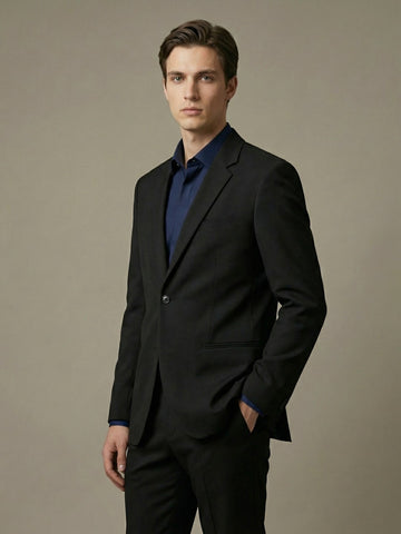 K-Blaze: Satin Finish 4-Way Stretch Solid Formal Blazer